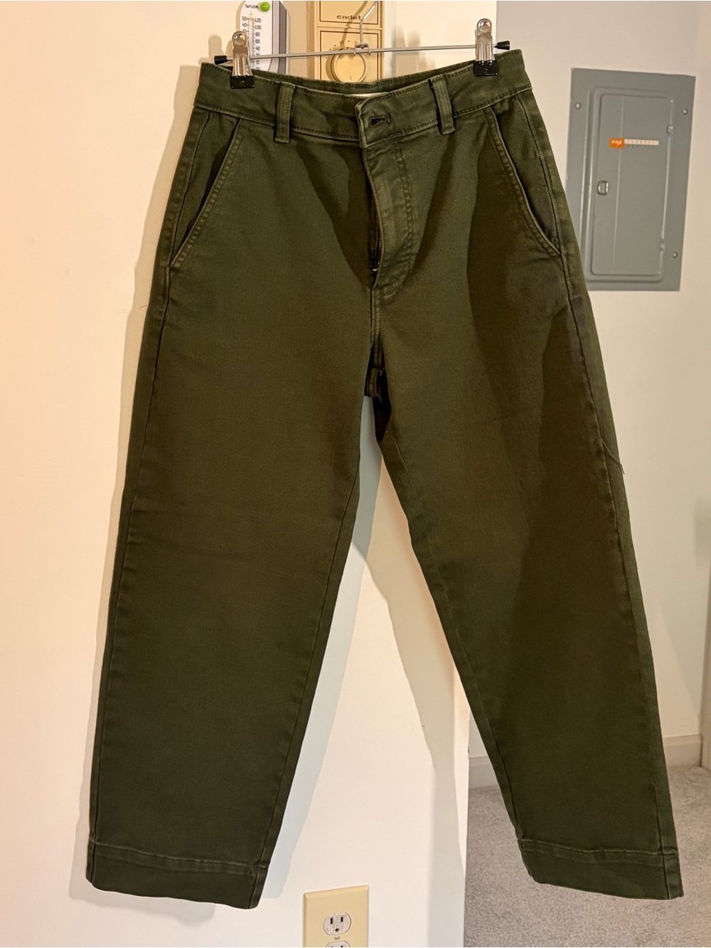 Olive Green Straight-Leg Pants